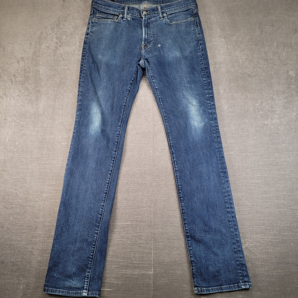 Abercrombie & Fitch Kennan Straight Jeans Mens 32x33 Blue Stretch Denim
